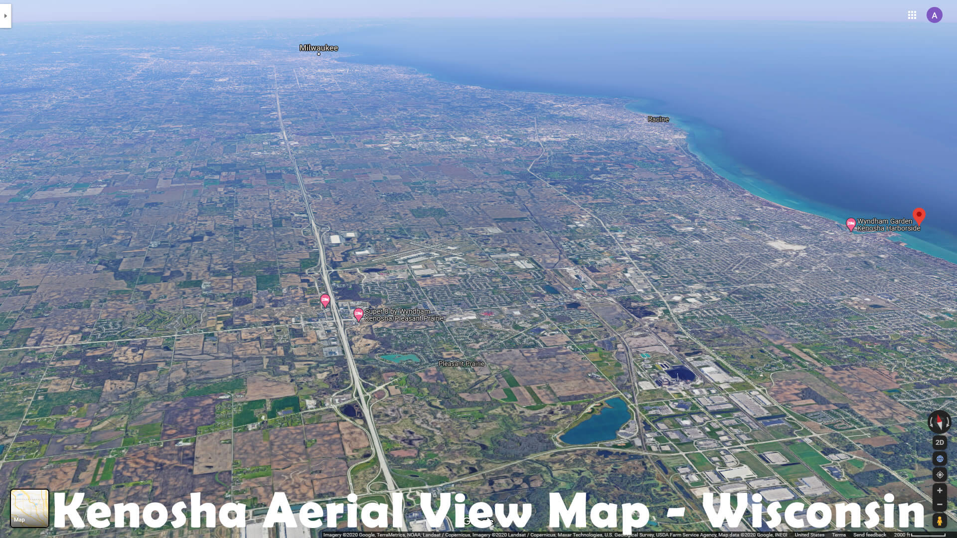 Kenosha Aerial View Map - Wisconsin